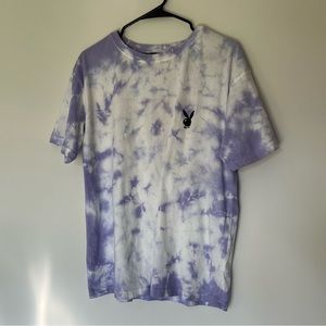 NEW PlayBoy x Missguided Lilac and White Tie-Dye Oversized T-Shirt - Medium